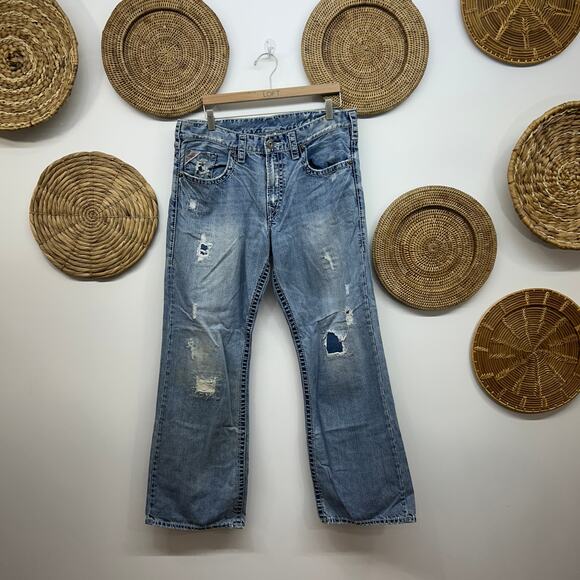 Silver Jeans Co. Distressed Grayson Jeans Denim Mens 36x32 - Picture 1 of 6